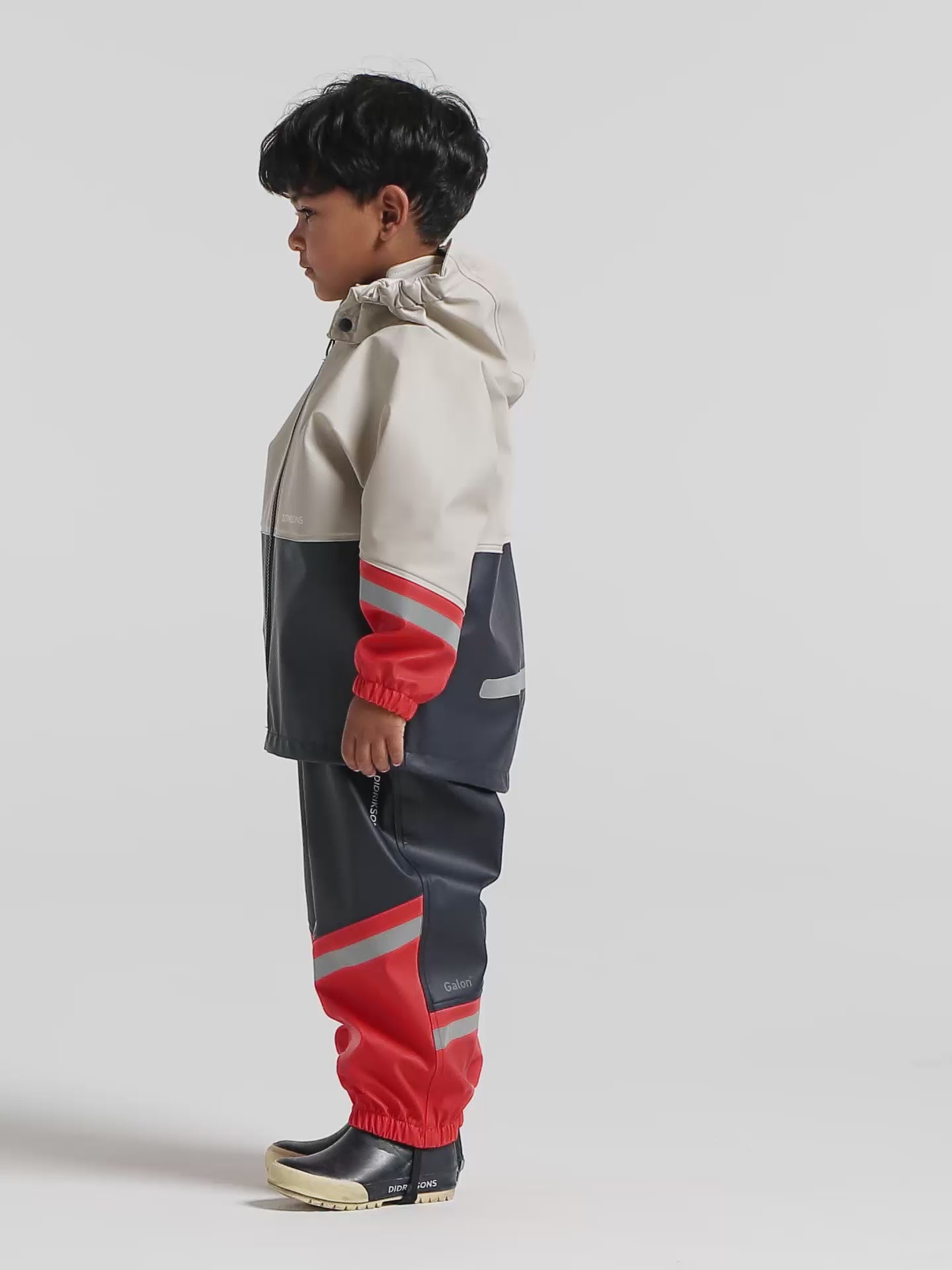 Kids Watermans Zip Front Waterproof Rain Set | Didriksons | #color_sand-beige