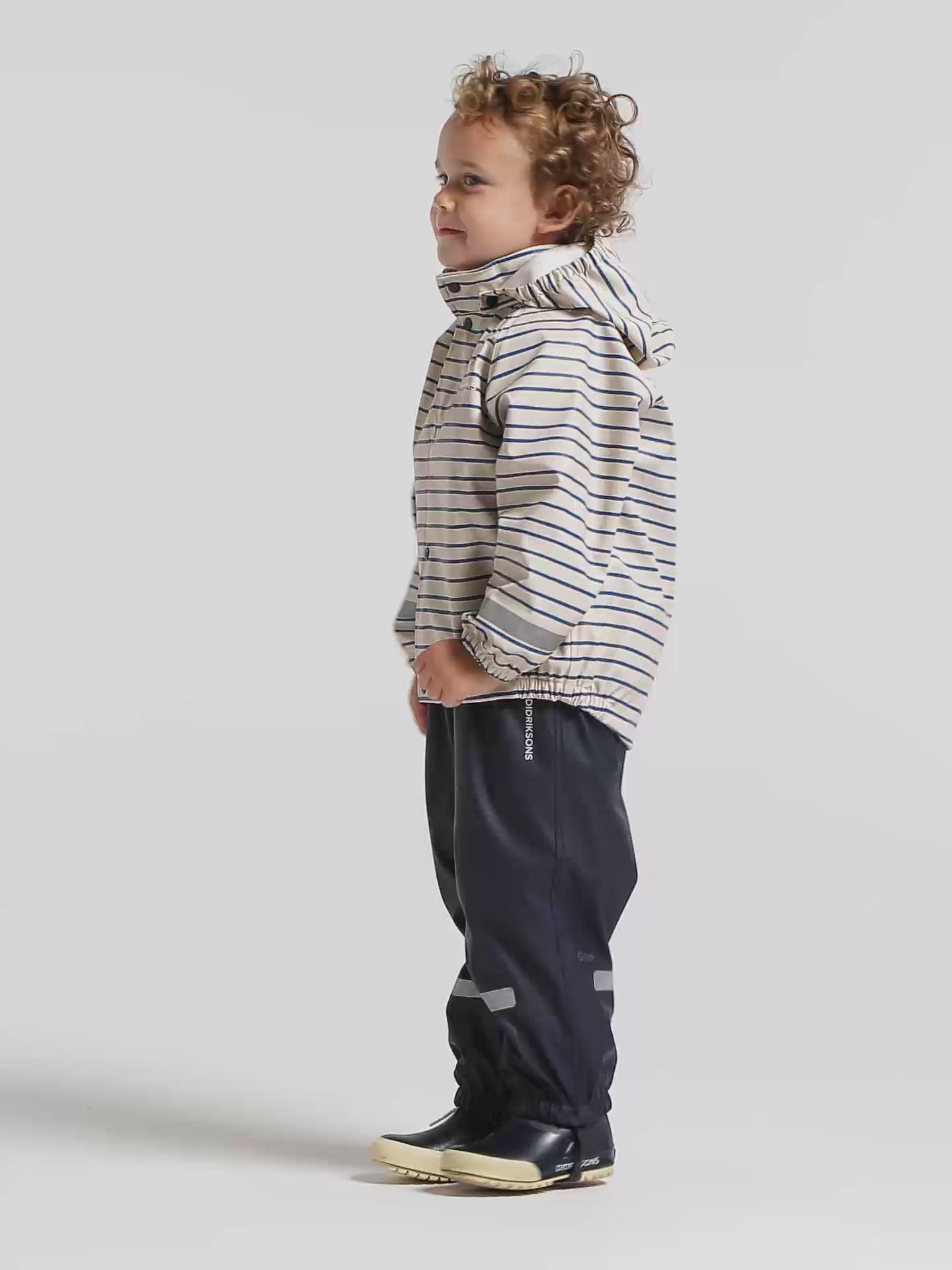Kids Slaskeman Unlined Striped Rain Set- Snap Button Jacket and Bibs | 