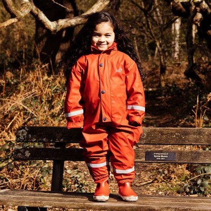 Kids Fleece Lined All-in-One Puddleflex Rain Suit - Waterproof, Warm, PU | Muddy Puddles 