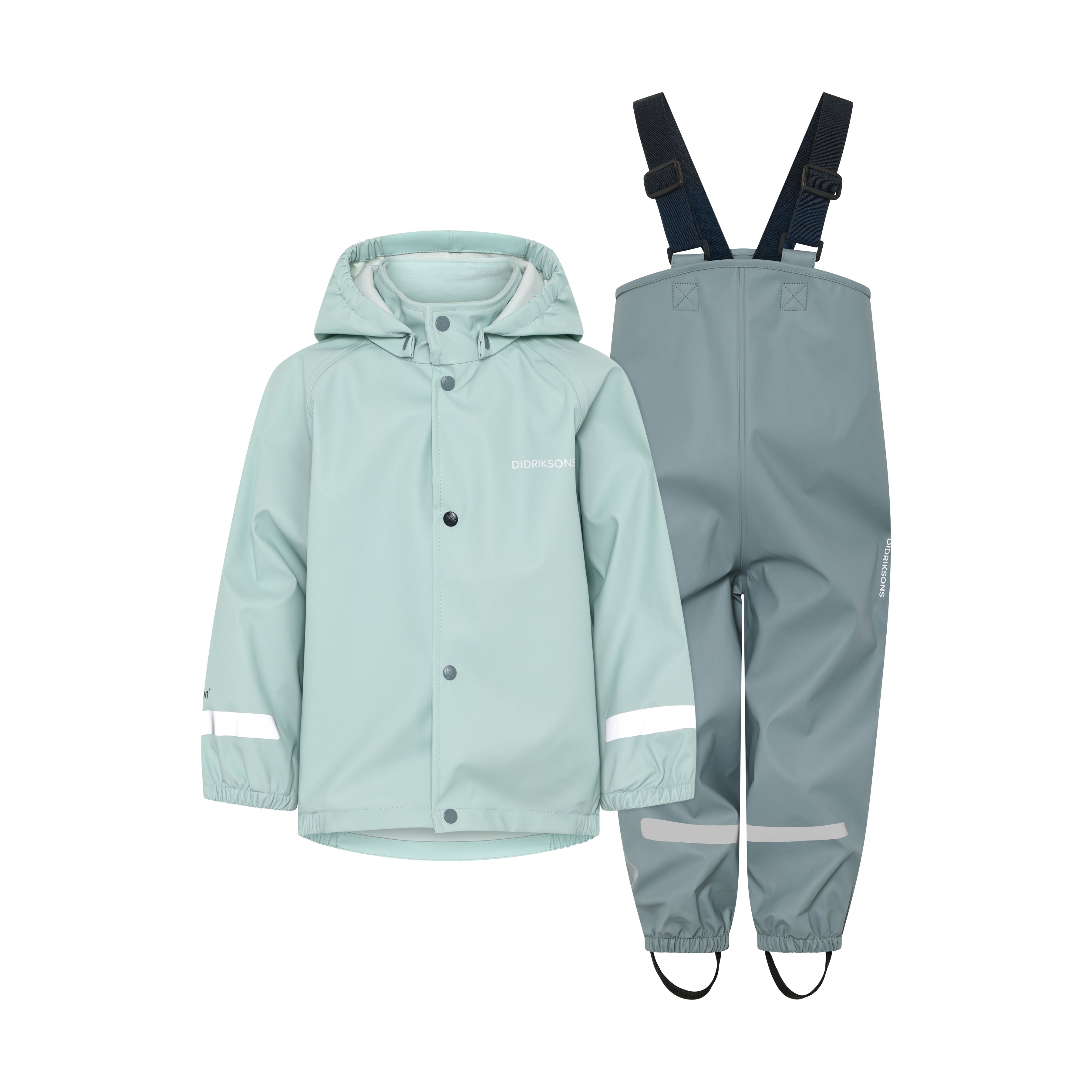 Kids Slaskeman Waterproof Snap Button Rain Set | Didriksons | #color_ocean-mint