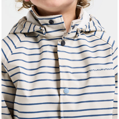 Kids Slaskeman Unlined Striped Rain Set- Snap Button Jacket and Bibs | 