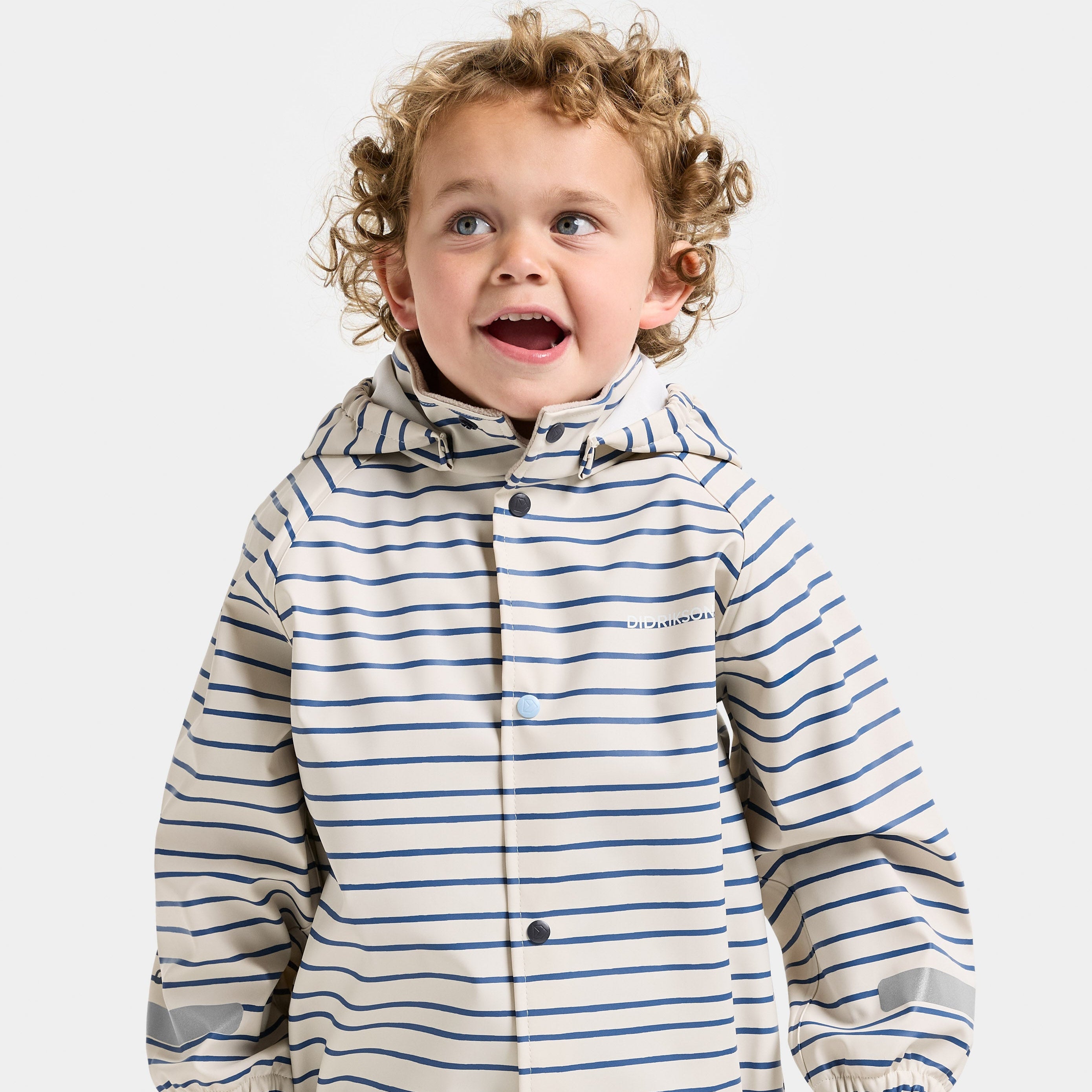Kids Slaskeman Unlined Striped Rain Set- Snap Button Jacket and Bibs | 