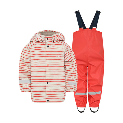 Kids Slaskeman Unlined Striped Rain Set- Snap Button Jacket and Bibs | 