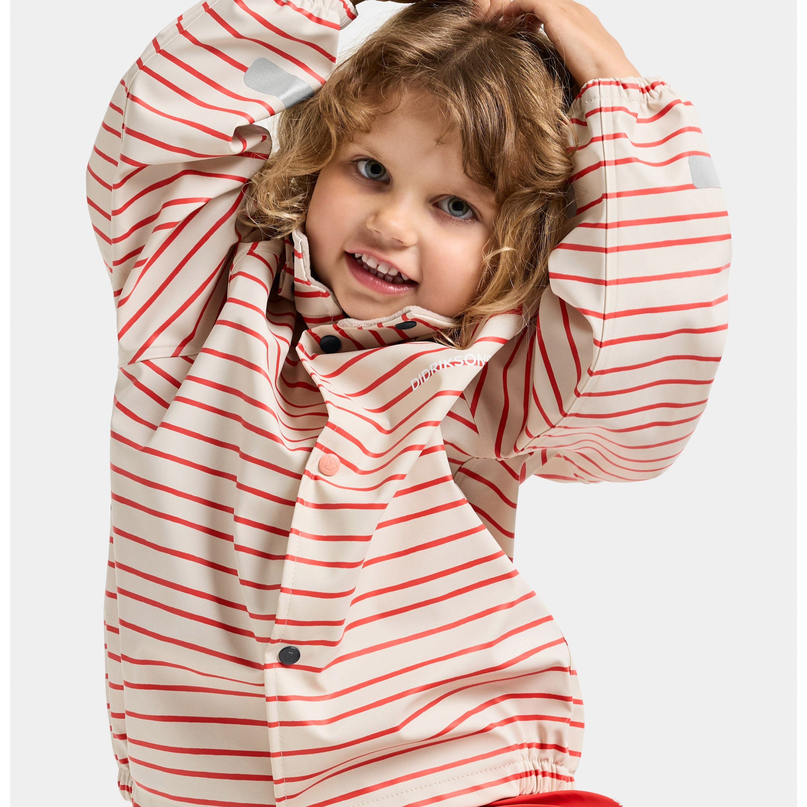 Kids Slaskeman Unlined Striped Rain Set- Snap Button Jacket and Bibs | 