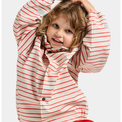 Kids Slaskeman Unlined Striped Rain Set- Snap Button Jacket and Bibs | 