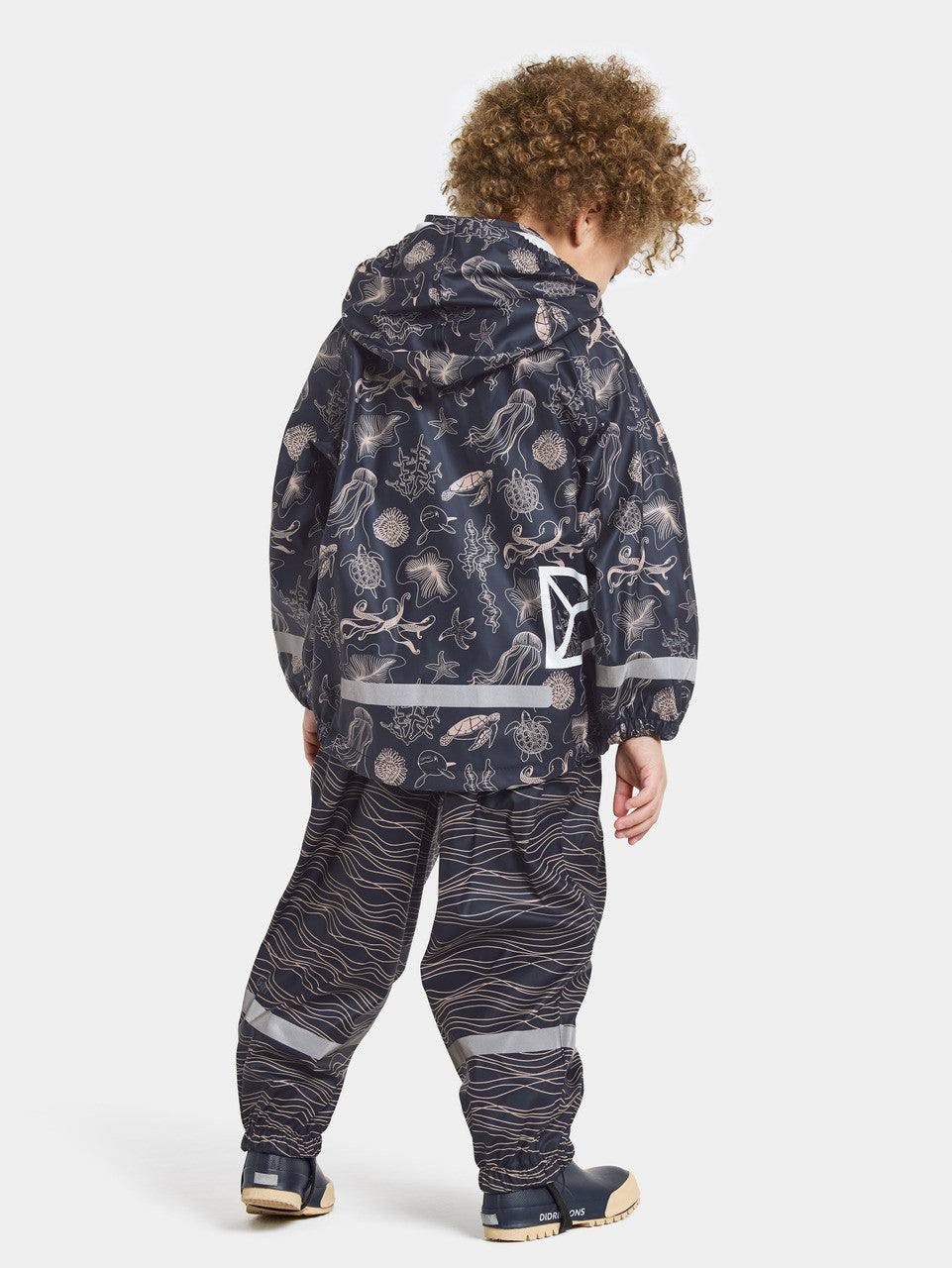 Kids Waterproof Unlined Printed Rain Set- Slaskeman – Jacket & Bibs, PU | Didriksons 