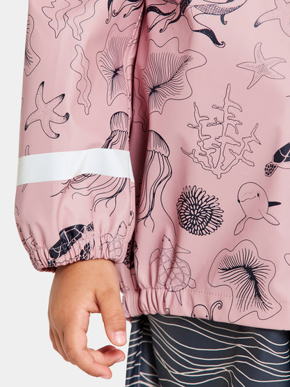 Kids Waterproof Unlined Printed Rain Set- Slaskeman – Jacket & Bibs, PU | Didriksons 