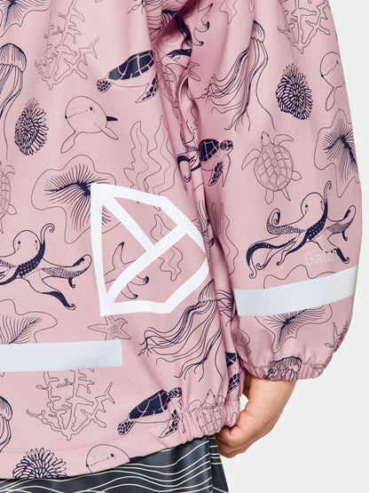 Kids Waterproof Unlined Printed Rain Set- Slaskeman – Jacket & Bibs, PU | Didriksons 