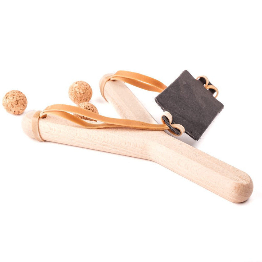 Wooden Slingshot with Cork Balls