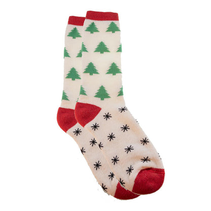 Kids Alpaca Wool Printed Crew Socks - Snowman, Reindeer, Trees | SnowStoppers 