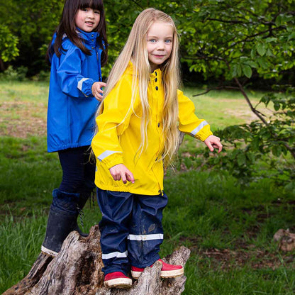 Kids Waterproof Rainy Day Jacket and Pull-on Rain Pant Set - PU, Zip and Snap Closure | Muddy Puddles 
